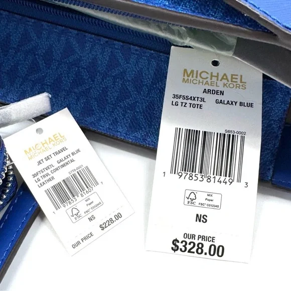 Michael Kors Arden Large Leather Tote Bag & Matching Continental Wallet Galaxy